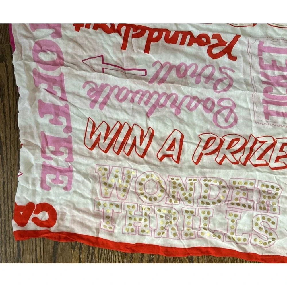 Kate Spade New York Brighton Beach Phrases Scarf Multicolor Viscose 30x80 Fringe